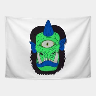 Cyclops Monster Mask Cardboard Papercraft Aqua Tapestry