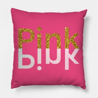 Pink , Golden Glitter Pillow