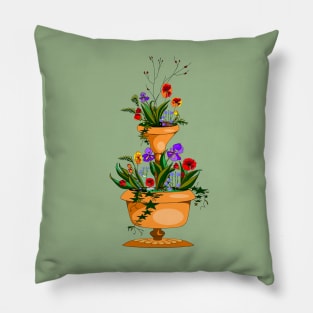 Planter with Wildflowers Pillow