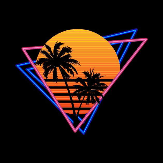 80s Retro Neon Synthwave Inspired Sunset and Palm Trees by Brobocop