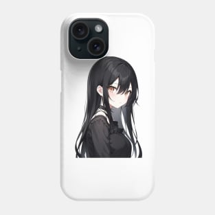 long black hair anime girl Phone Case