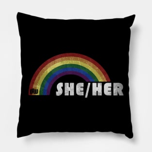 Grunge LGBT+ Pride - She/Her Pronouns Pillow