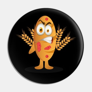 Funny Wheat Angry Cartoon Character Pin