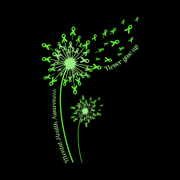 Dandelion Mental Health Awareness Never Give Up by Elliottda