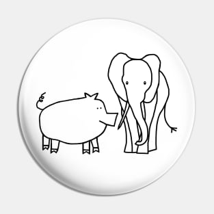Pig and Elephant Line Drawing Pin