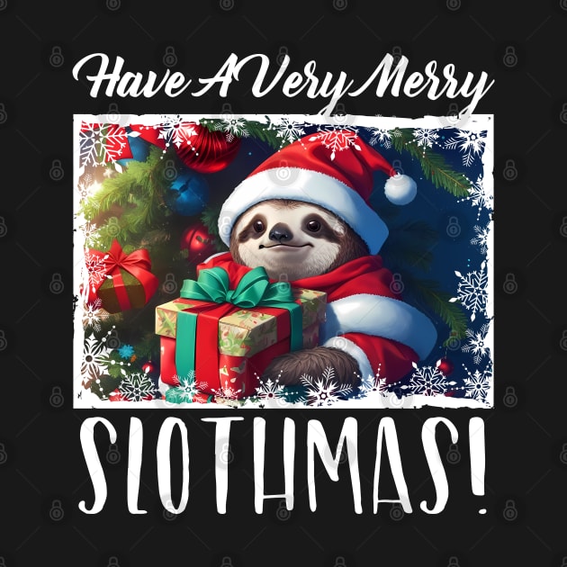 Merry Slothmas, Cute Animal Lover Christmas Sloth Her Kids by NearlyNow