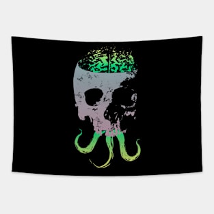 Scary Skull with Brain - Color Version 3 Tapestry