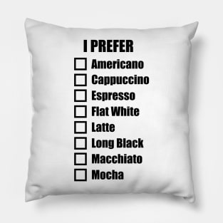 Coffee Preference Check List Pillow