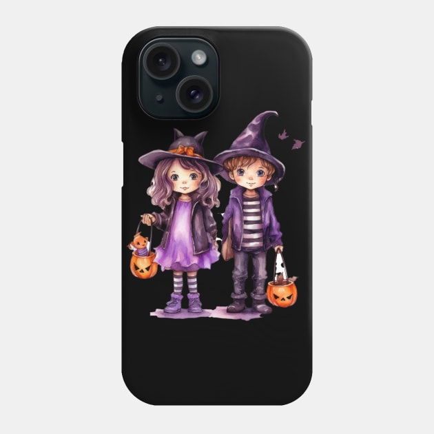 Watercolor Witches: Halloween Delight Phone Case by TooplesArt