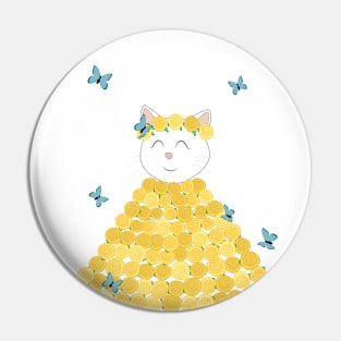 Cat in flower dress Pin