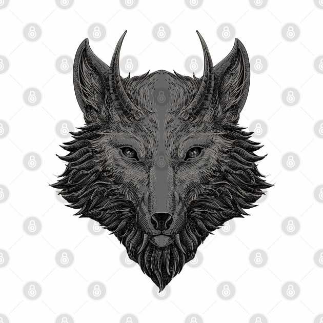 Head of wolf in dark grey by Tonymidi Artworks Studio