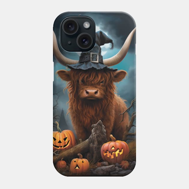 Trick Or treat - Highland Cow Phone Case by TooplesArt