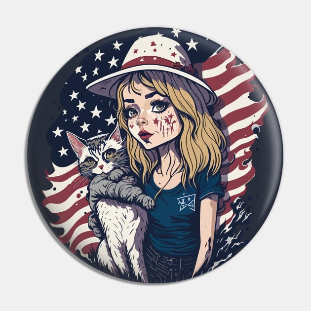 Patriotic Cat Mother Pin by By_Russso