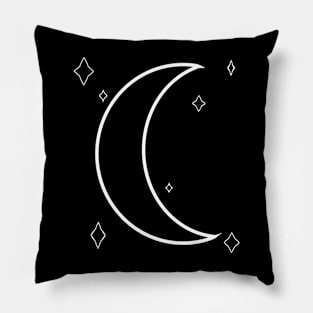 White Moon and Stars Celestial Graphic Art Pillow
