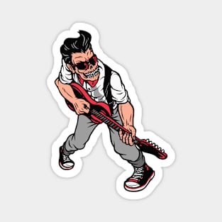 Retro Rockabilly Guitar Player Magnet