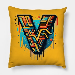 Letter V design graffity style Pillow