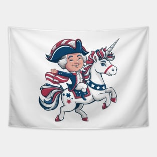 George Washington Riding A Unicorn 4th of July vintage kids Tapestry