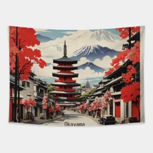 Okayama Japan Travel Vintage Tourism Poster Tapestry