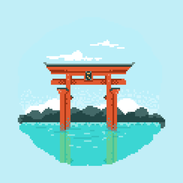 Torii Gate Pixel Art by KnifeBook