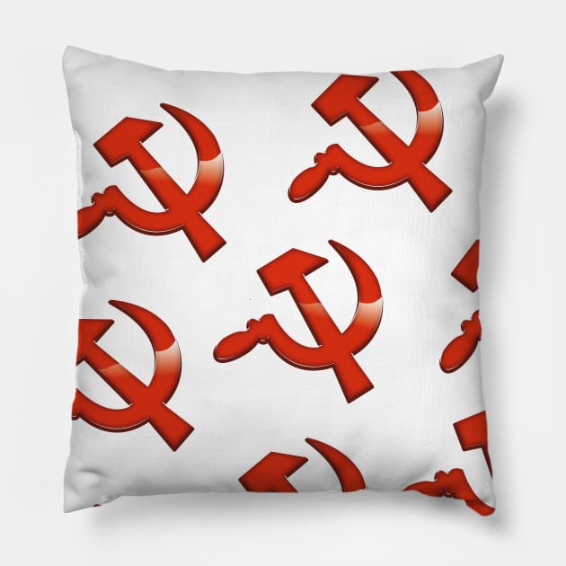 Soviet hammer and sickle pattern Pillow by nickemporium1