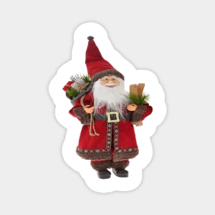 European Style Santa Claus Carrying Gifts And Skis Magnet