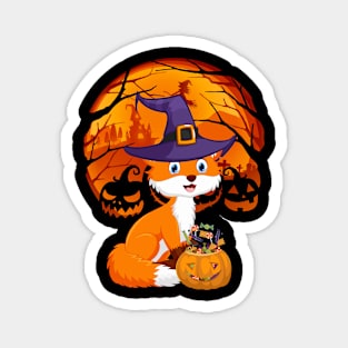 Fox pumpkin witch Magnet