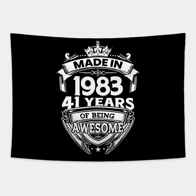 Made In 1983 41 Years Of Being Awesome 41st Birthday Tapestry by ladonna marchand