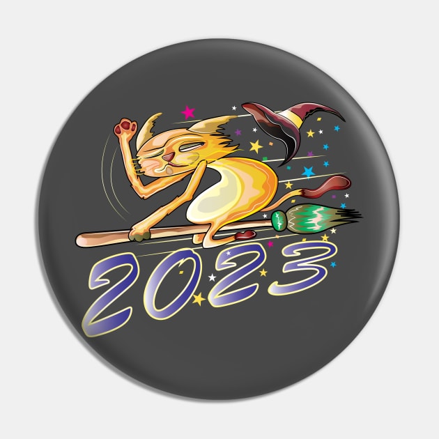 Cat Riding Broom New Year 2023 Pin by ArticArtac