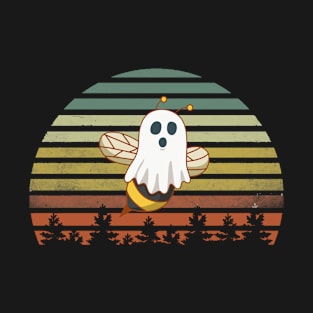 Funny Halloween Retro Vintage Ghost Bee T-Shirt