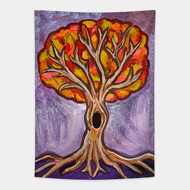 Autumn Fall Tree Painting Tapestry by Art by Deborah Camp