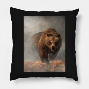 Grizzly Bear Emerging from the Fog Pillow