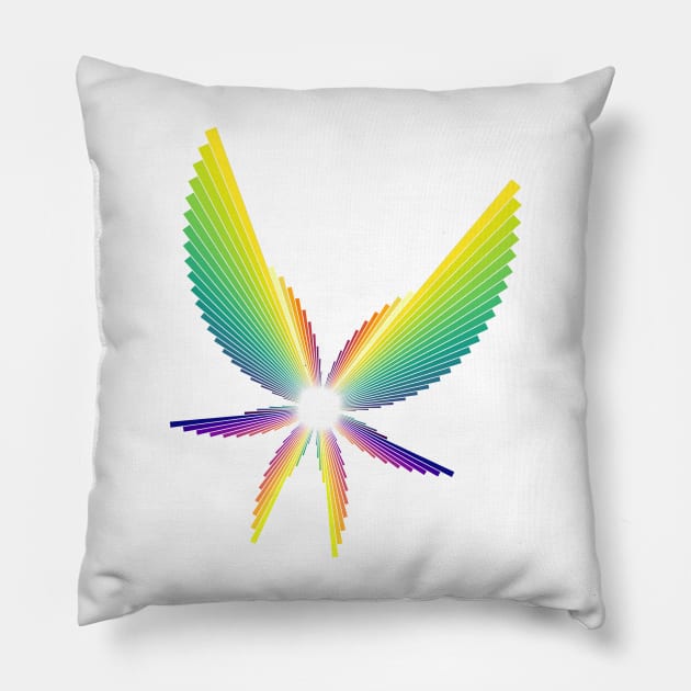 Rainbow Angel Seraphim | Flying Six Wing Bar Chart White Pillow by aRtVerse