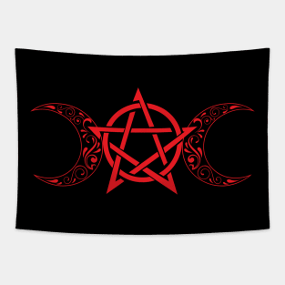 Pentacle and Moon in Red Tapestry