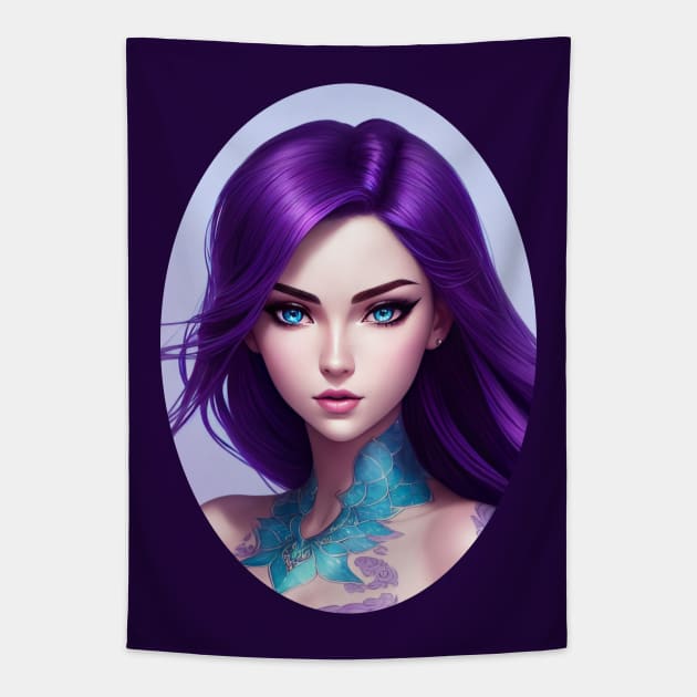 Mermaid With Purple Hair Tapestry by get2create