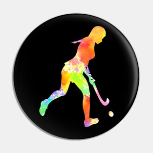 This Girl Play Field Hockey Coloful Pin