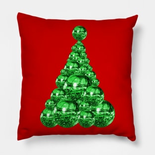 Groovy Green Disco Ball Christmas Tree Pillow