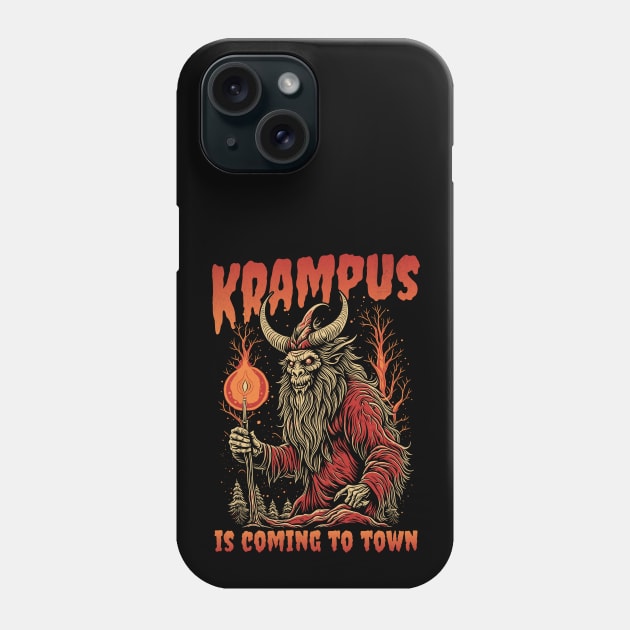 Krampus is Coming to Town Funny Goth Christmas Devil Phone Case by PUFFYP