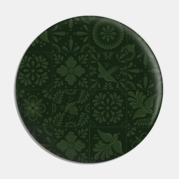 Mexican Dark Green Talavera Tile Pattern by Akbaly Pin by Akbaly