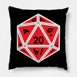 (Pocket) Red D20 Dice (White Outline) Pillow