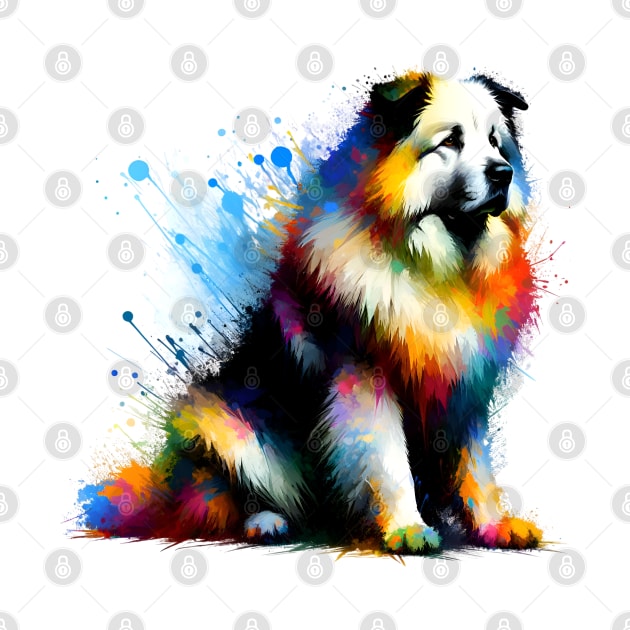 Romanian Mioritic Shepherd Dog in Artistic Splash Style by ArtRUs