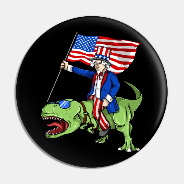 MERICA! Badass Uncle Sam riding T-Rex - 4th of July Pin by Frontoni