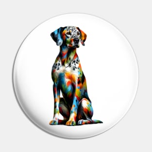 Vibrant Splashed Paint Catahoula Leopard Dog Artwork Pin