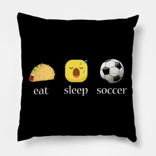 Eat sleep soccer repeat emoji emoticons graphic Pillow