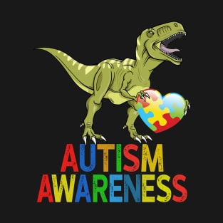 Dinosaurs With Heart Autism Awareness T-Shirt