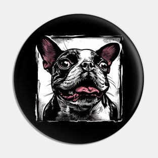 Retro Art Boston Terrier Dog Lover Pin