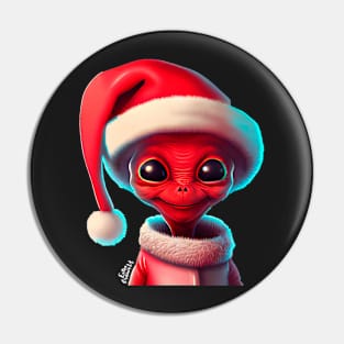 Cute minimalistic Christmas alien with Santa's hat Pin
