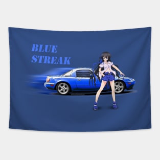 Blue Miata MX-5 with anime girl Tapestry