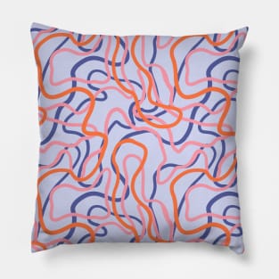 Abstract curvy lines pattern in pale blue Pillow