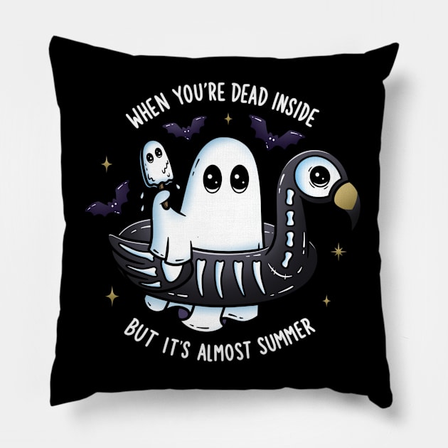 When You’re Dead Inside Ghost Flamingo Floatie Pillow by moonstruck crystals