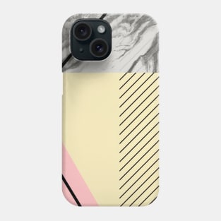 Grey marble yellow pink background Phone Case